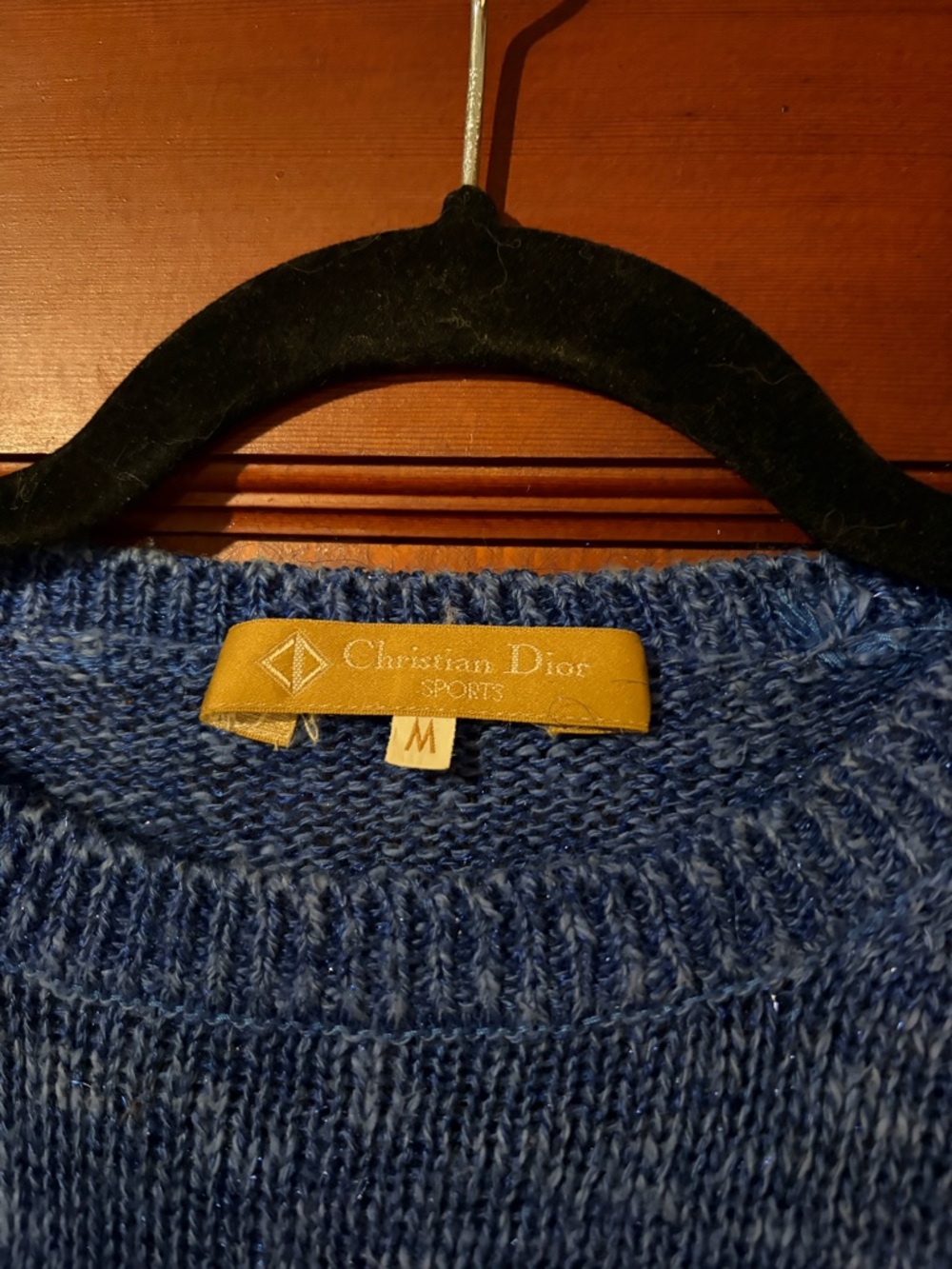Vintage Christian Dior Sports Blue Silk Blend Short Sleeve Knit Sweater Size M - Picture 5 of 16